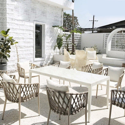 Nordic Outdoor Tables And Chairs Commercial Street Rattan Chair Model Room Villa Outdoor Outdoor Combined Courtyard Rope Woven Balcony Tables And Chairs