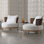 Nordic Outdoor Sofa Villa Courtyard Garden Combined Rattan Sofa Leisure Teak Rattan Chair Sofa