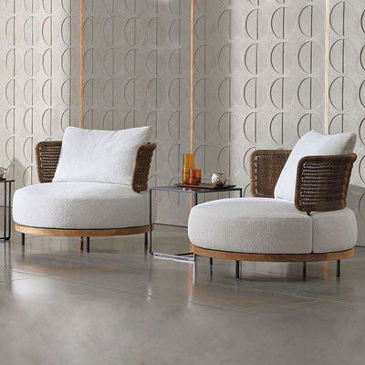 Nordic Outdoor Sofa Villa Courtyard Garden Combined Rattan Sofa Leisure Teak Rattan Chair Sofa