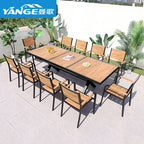 Outdoor Plastic Wood Table And Chair Combination Leisure Anti-corrosion Wood Table And Chair Outdoor Terrace Balcony Table And Chair