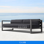 Aluminum Alloy Outdoor Sofa Three Person Balcony Villa Courtyard Office Sofa Tea Table Combination Two Person Industrial Style Sofa