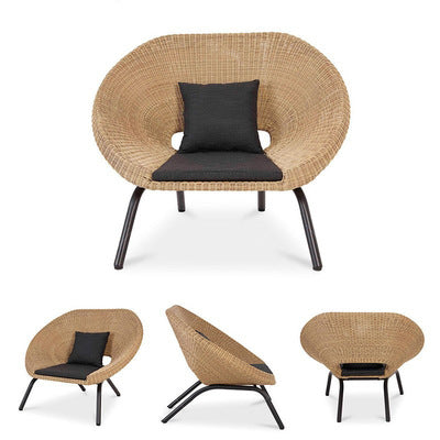 Modern Terrace Outdoor Single Rattan Sofa Simple Outdoor Double Recliner Combination Leisure Outdoor Furniture