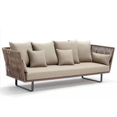 Outdoor Sofa Waterproof Outdoor Restaurant Card Seat Rattan Sofa Courtyard Terrace Leisure Double Rattan Sofa Chair
