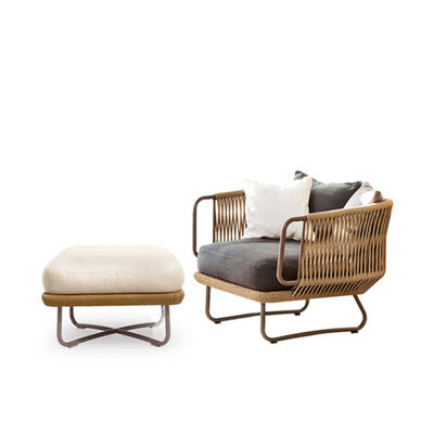 Outdoor Rattan Sofa Outdoor Terrace Leisure Sofa Rattan Chair Balcony Living Room Rattan Woven Bamboo Rattan Sofa Courtyard Sunscreen