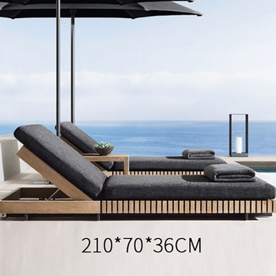 Teak Outdoor Bed Leisure Courtyard Outdoor Balcony Lounge Chair Villa Swimming Pool Modern Solid Wood Beach Chair