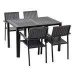 Black Plastic Wood Outdoor Tables And Chairs Combination Courtyard B B Hotel Outdoor Imitation Wood Tables And Chairs Anticorrosive Aluminum Balcony Furniture