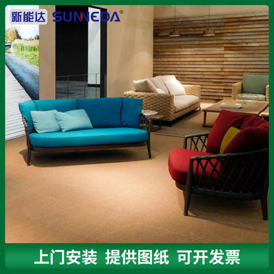 Outdoor Nordic Leisure Rattan Tea Table Sofa Rattan Chair Modern Simple Courtyard Living Room Balcony Outdoor Sunscreen Combination