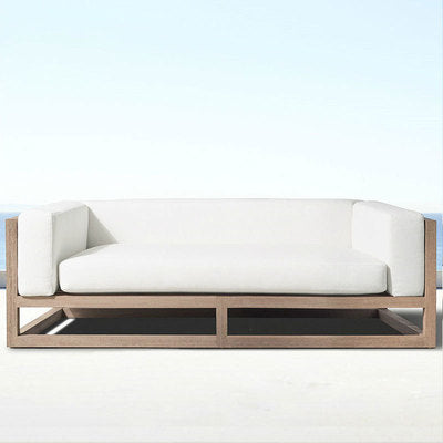 Outdoor Sofa Simple Outdoor Imitation Wood Aluminum Alloy Software Single And Double Sofa Combined Garden Leisure Sofa