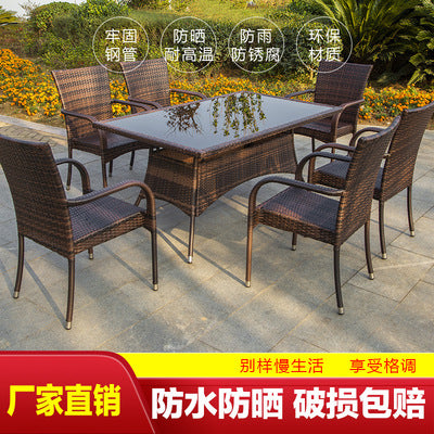 Outdoor Tables And Chairs Rattan Chair Combination Courtyard Balcony Leisure Rattan Terrace Outdoor Garden Waterproof Sunscreen Chair Coffee Table