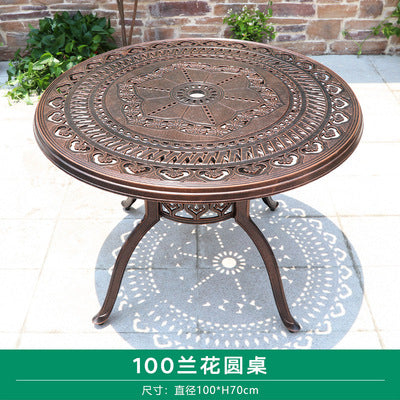 Outdoor Cast Aluminum Tables And Chairs Villa Courtyard Barbecue Tables And Chairs Combination Outdoor Balcony Table Garden Community Cast Aluminum Tables And Chairs