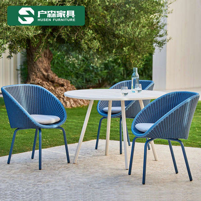 Simple Leisure Garden Rattan Chair Tea Table Furniture Outdoor Balcony Tables And Chairs Round Rattan Nordic Courtyard Outdoor Combination