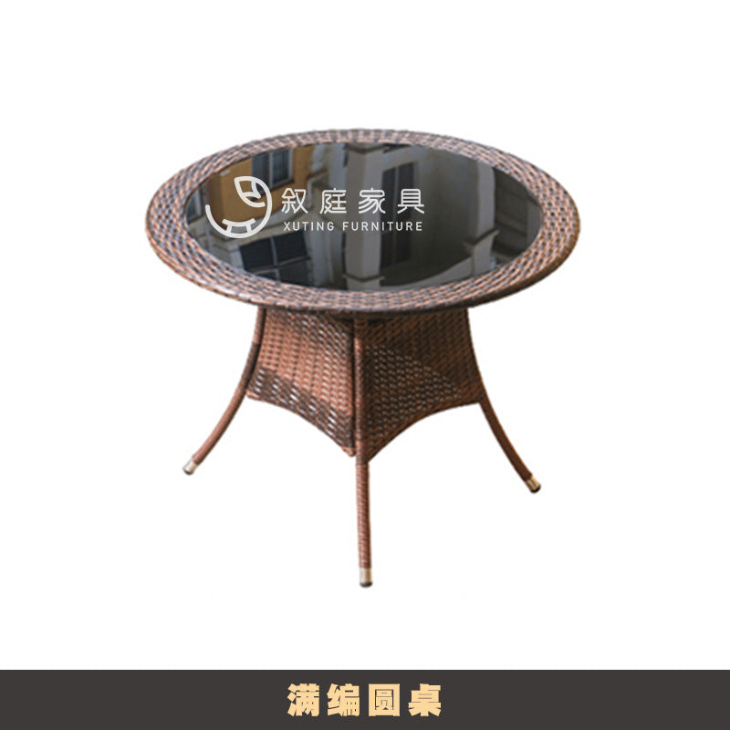 Outdoor Rattan Leisure Chairs and Table Set, 4 Chairs and 1 Table