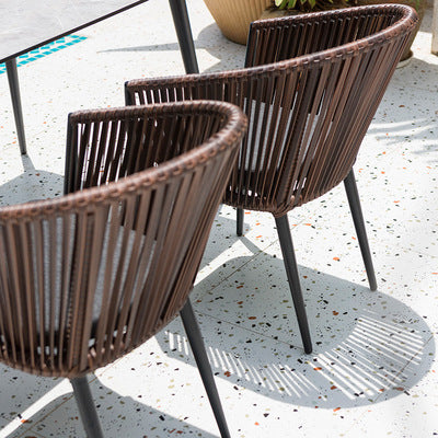 Outdoor Leisure Rattan Table And Chair Combination Outdoor Imitation Rattan Dining Chair Rock Board Table And Chair Courtyard Garden Home Stay Rattan Chair