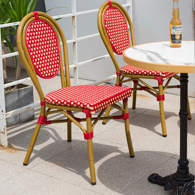 Outdoor Leisure Dining Chair Rattan Chair Three Piece Set Of Rattan Tables And Chairs American PE Imitation Rattan Cafe Courtyard Balcony Tables And Chairs