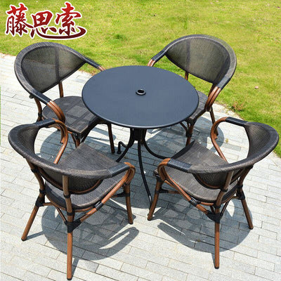 Outdoor Coffee Shop Tables And Chairs Outdoor Commercial Street Places Leisure Rattan Tables And Chairs Balcony Tables And Chairs Three Piece Set Of Outdoor Rattan Chairs