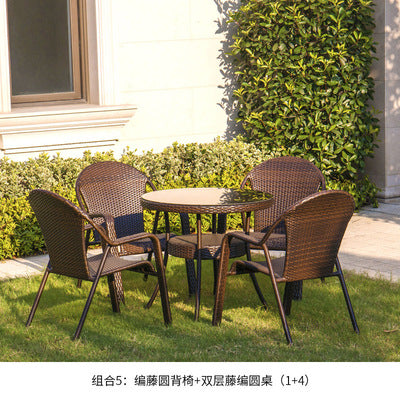 Outdoor Rattan Chair Courtyard Balcony Rattan Table And Chair Iron Rattan Table And Chair Combination Leisure Rattan Furniture