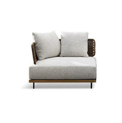 Outdoor Sofa Courtyard Leisure Rattan Furniture Solid Wood High-end Villa Rattan Chair Sofa Open-air Garden Sofa Combination