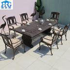 Outdoor Cast Aluminum Tables And Chairs Red Sandalwood Terrace Villa Courtyard Hotel Outdoor European Leisure Iron Furniture Combination