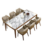 Outdoor Dining Table And Chair Combination Rock Board Furniture Teak Rattan Villa Rattan Chair Outdoor Leisure Model Room Home Stay Chair