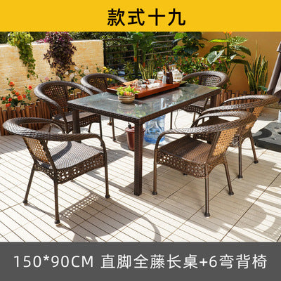 Outdoor Tables And Chairs Rattan Chair Combination Courtyard Balcony Leisure Rattan Terrace Outdoor Garden Waterproof Sunscreen Chair Coffee Table