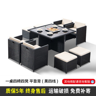 Outdoor Table And Chair Combination Modern Simple Terrace Outdoor Bar Coffee Shop Leisure Rattan Chair Furniture Imitation Rattan Table And Chair