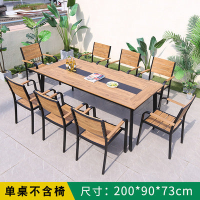 Outdoor Plastic Wood Table And Chair Combination Leisure Anti-corrosion Wood Table And Chair Outdoor Terrace Balcony Table And Chair