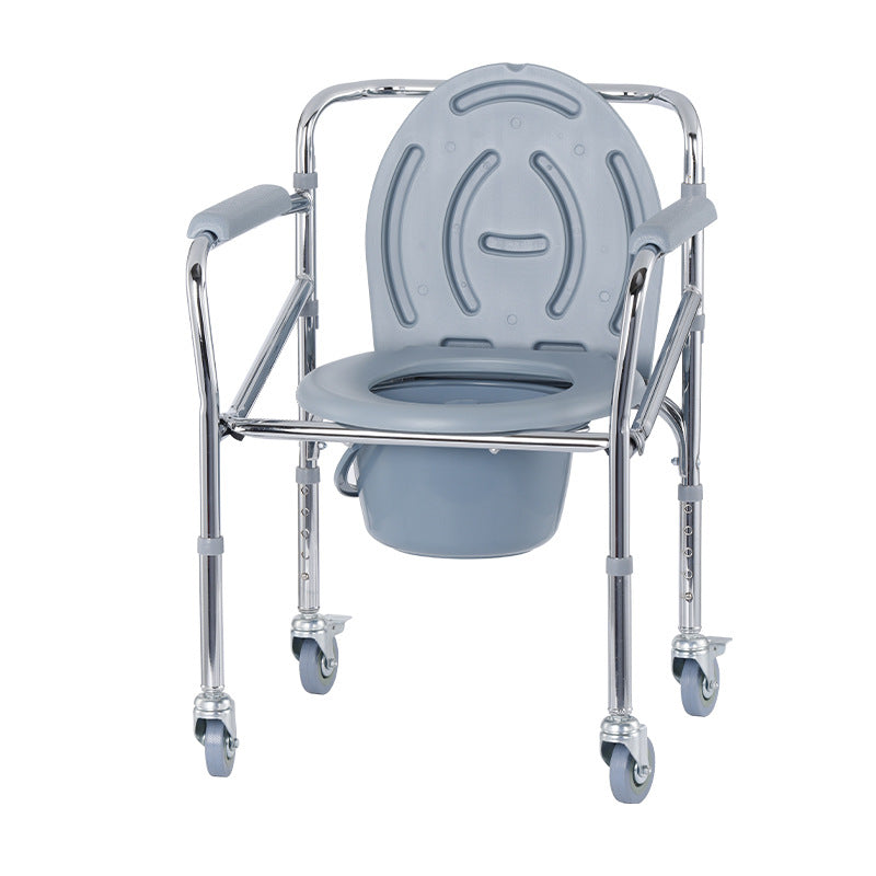 Carbon Steel Electroplating Portable and Foldable Bath Chair Potty Chair with Bedpan for the Elderly