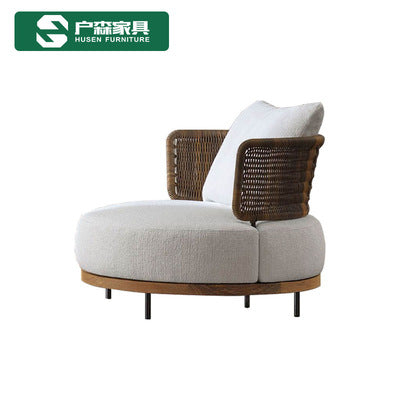 Outdoor Sofa Courtyard Leisure Rattan Furniture Solid Wood High-end Villa Rattan Chair Sofa Open-air Garden Sofa Combination