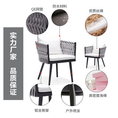 Nordic Outdoor Furniture Balcony Model Room Rattan Sofa Table And Chair Combination Garden Hotel Villa Courtyard Rattan Chair