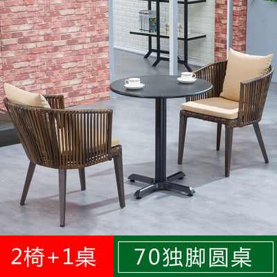 Outdoor Tables And Chairs Courtyard Balcony Outdoor Leisure Outdoor Terrace Garden Waterproof Tea Table Combination Rattan Chair