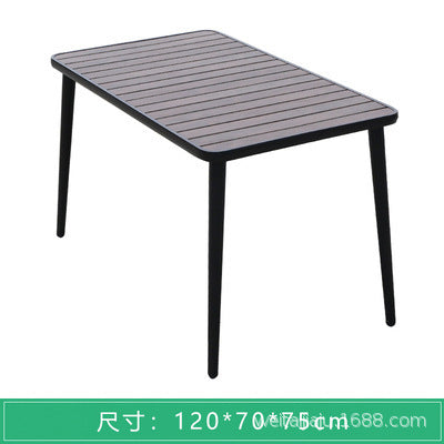 Outdoor Leisure Tables And Chairs Combination Terrace Courtyard Plastic Wood Tables And Chairs Dining Bar Milk Tea Shop Balcony Garden Five Piece Set