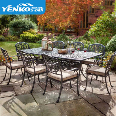 Outdoor Cast Aluminum Tables And Chairs Villa Courtyard Barbecue Tables And Chairs Combination Outdoor Balcony Table Garden Community Cast Aluminum Tables And Chairs