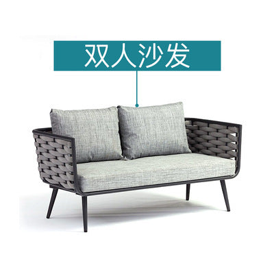 Nordic Outdoor Sofa Tea Table Combination Villa Courtyard Rattan Tables And Chairs Designer Hotel Terrace Furniture Sofa Chairs