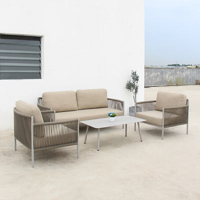 Outdoor Nordic Tables And Chairs Tied Rope Sofa Leisure Teslin Balcony Rattan Chair Sofa Terrace Courtyard Sofa Combination