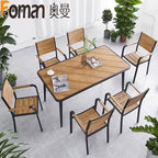 Auman Outdoor Plastic Wood Tables And Chairs Leisure Outdoor Tables And Chairs Combination Garden Cafe Catering Bar Courtyard Tables And Chairs