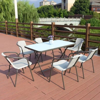 Rattan Table And Chair Outdoor Leisure Courtyard Rattan Chair Tea Table Combination Outdoor Balcony Table And Chair Outdoor Iron Rattan Chair Combination