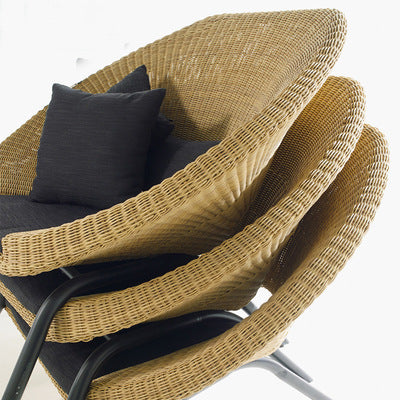 Balcony Leisure Combination Sofa Courtyard Garden Outdoor Rattan Weaving Nordic Hotel Soft Rattan Chair Outdoor Three Piece Set