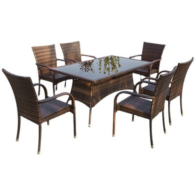 Outdoor Tables And Chairs Rattan Chair Combination Courtyard Balcony Leisure Rattan Terrace Outdoor Garden Waterproof Sunscreen Chair Coffee Table
