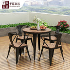 Qianmu American Industrial Style Outdoor Plastic Wood Dining Table And Chair Combination Villa Garden Milk Tea Shop Coffee Shop Balcony Dining Chair