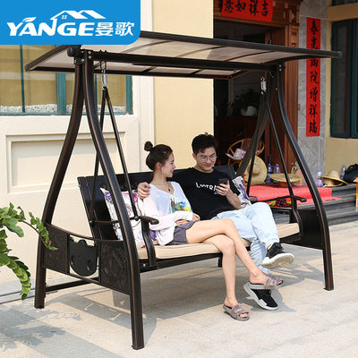 Swing Outdoor Courtyard Garden Balcony Household Hanging Chair Outdoor Iron Three Double Rocking Chair Cast Aluminum Swing