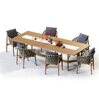 Teak Outdoor Tables And Chairs Leisure Courtyard Open Yard Villa Rattan Chair Outdoor Solid Wood Long Table Rattan Table And Chair Combination