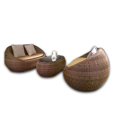 Balcony Table Chair Rattan Chair Three Piece Set Outdoor Courtyard Leisure Rattan Round Sofa Single Table Combination