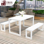 Qianmu Industrial Wind Iron Art Plastic Wood Dining Chair Garden Rest Area Table Milk Tea Shop American Open-air Dining Table And Chair Combination