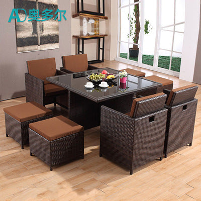 Outdoor Rattan Woven Storage Tables And Chairs Leisure Courtyard Terrace Garden Rattan Chair Hotel Resort Modern Rattan Woven Sofa Chair
