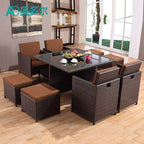 Outdoor Rattan Woven Storage Tables And Chairs Leisure Courtyard Terrace Garden Rattan Chair Hotel Resort Modern Rattan Woven Sofa Chair