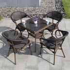 Outdoor Leisure Courtyard Net Cloth Bamboo Rattan Chair Balcony Cafe Five Piece Set Of Combined Tables And Chairs Open-air Restaurant Tables And Chairs
