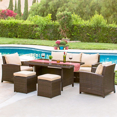 Outdoor Rattan Chair Sofa Outdoor Courtyard Terrace Sunshine Room Rattan Sofa Balcony Leisure Corner Rattan Sofa Combination