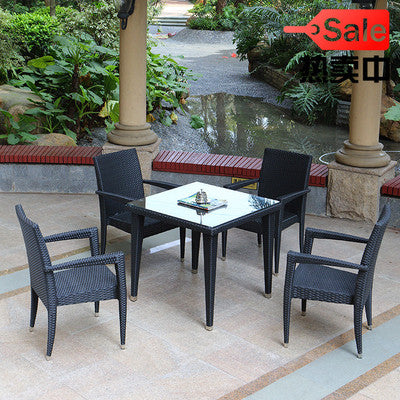 Rattan Chair Outdoor Table And Chair Combination Leisure Furniture Balcony Rattan Woven Outdoor Courtyard Seat Outdoor Five Piece Suit