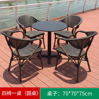Outdoor Rattan Chair Courtyard Combination Outdoor Cafe Outdoor Courtyard Rattan Table And Chair Balcony Bar Table And Chair Three Piece Set