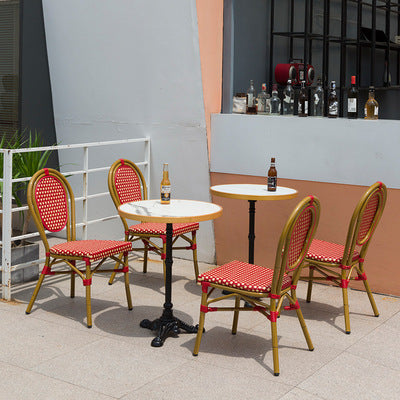 Outdoor Leisure Dining Chair Rattan Chair Three Piece Set Of Rattan Tables And Chairs American PE Imitation Rattan Cafe Courtyard Balcony Tables And Chairs